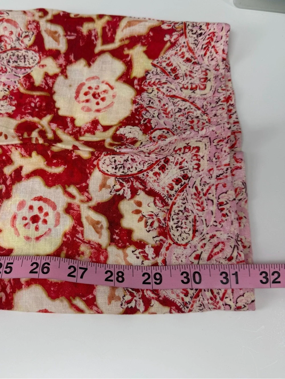Zara Pants Womens Medium Pink Paisley Floral Linen Blend Pull On Stretch Waist